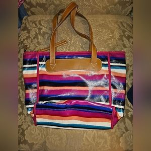 Fossil Colorful Striped Handbag Tote